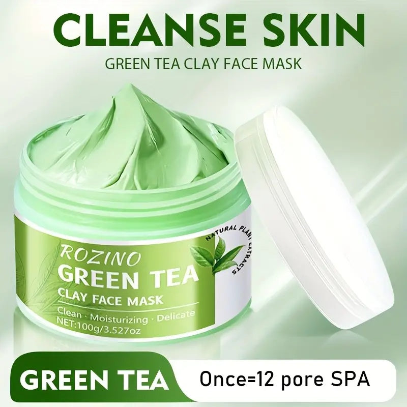 ROZINO Green Tea Cleansing Clay Mask - Deep Pore Cleansing & Moisturizing