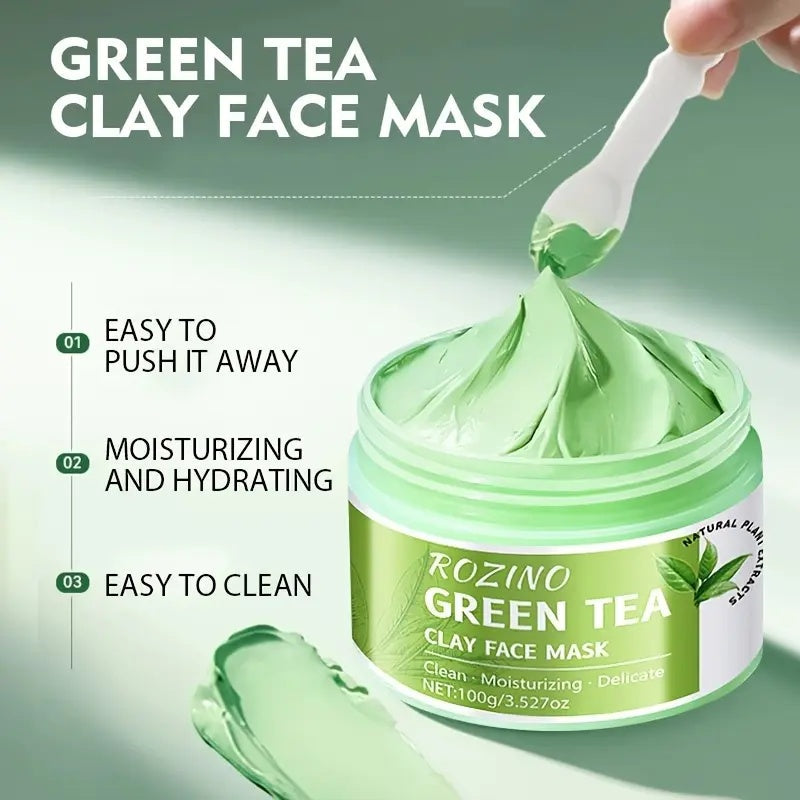 ROZINO Green Tea Cleansing Clay Mask - Deep Pore Cleansing & Moisturizing