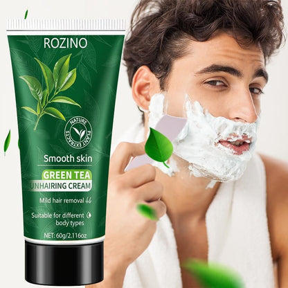 ROZINO Green Tea Hair Removal Cream - Mild & Non-Irritating Formula for Easy Lip Hair Removal Without Black Spots