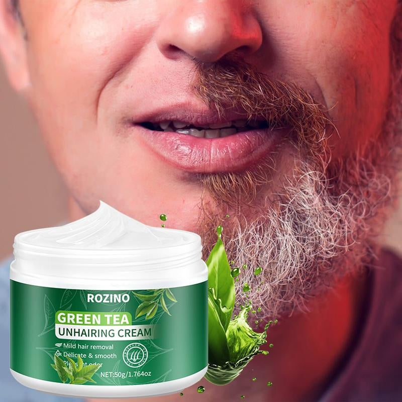 ROZINO Green Tea Hair Removal Cream - Painless for Body, Face & Bikini - 50g