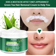 ROZINO Green Tea Hair Removal Cream - Painless for Body, Face & Bikini - 50g