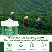 ROZINO Green Tea Hair Removal Cream - Painless for Body, Face & Bikini - 50g