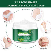 ROZINO Green Tea Hair Removal Cream - Painless for Body, Face & Bikini - 50g
