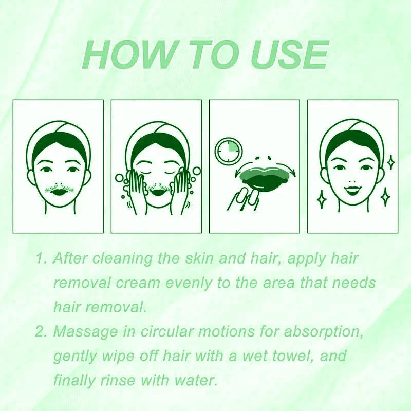 ROZINO Green Tea Hair Removal Cream - Painless for Body, Face & Bikini - 50g