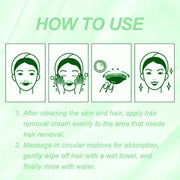 ROZINO Green Tea Hair Removal Cream - Painless for Body, Face & Bikini - 50g
