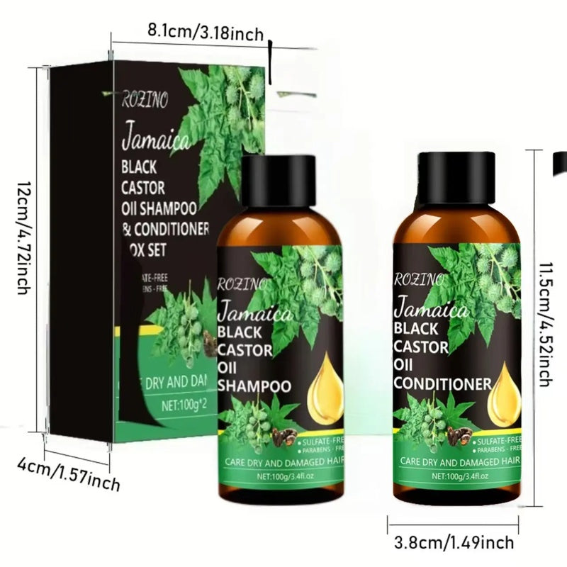 Rozino Jamaica Black Castor Oil Shampoo & Conditioner Set - 100g Each