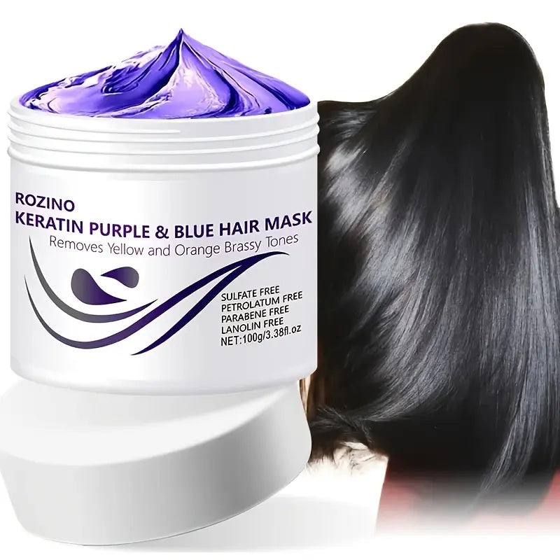 ROZINO Keratin Purple & Blue Hair Mask - Anti-Brass Toning Treatment