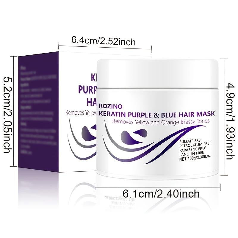 ROZINO Keratin Purple & Blue Hair Mask - Anti-Brass Toning Treatment