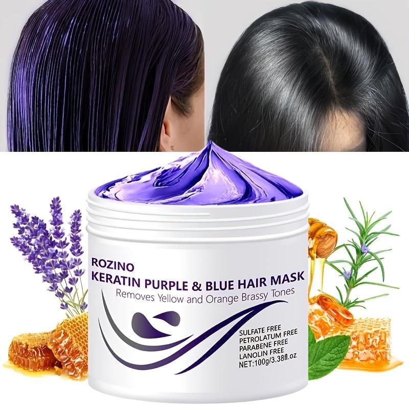 ROZINO Keratin Purple & Blue Hair Mask - Anti-Brass Toning Treatment