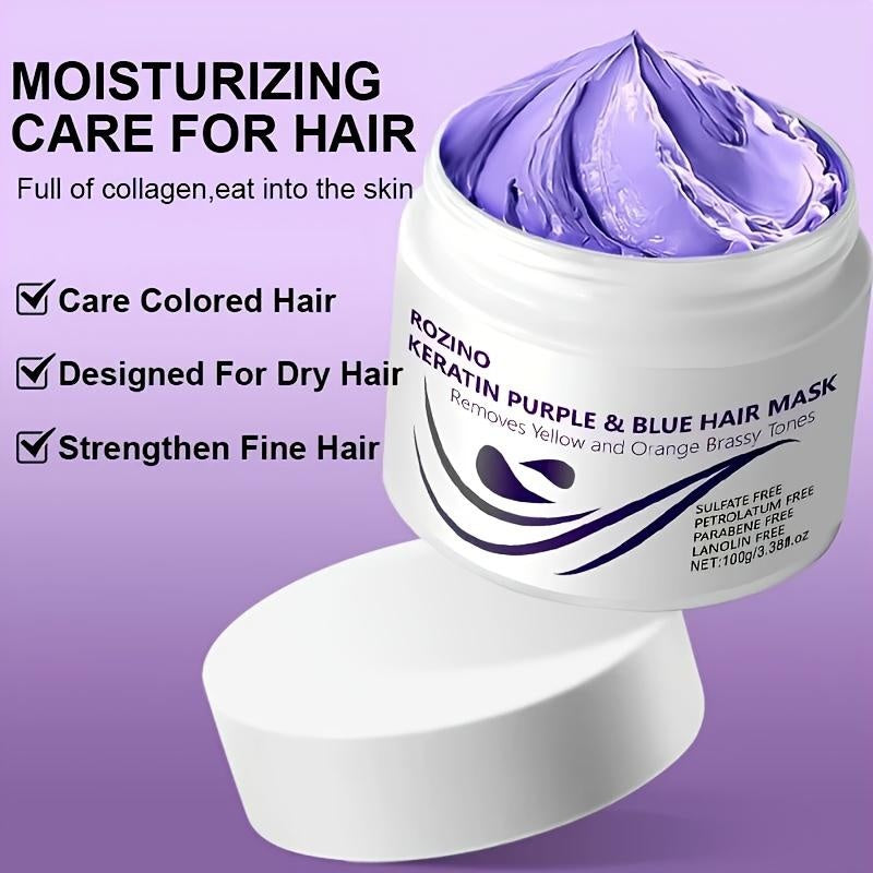 ROZINO Keratin Purple & Blue Hair Mask - Anti-Brass Toning Treatment