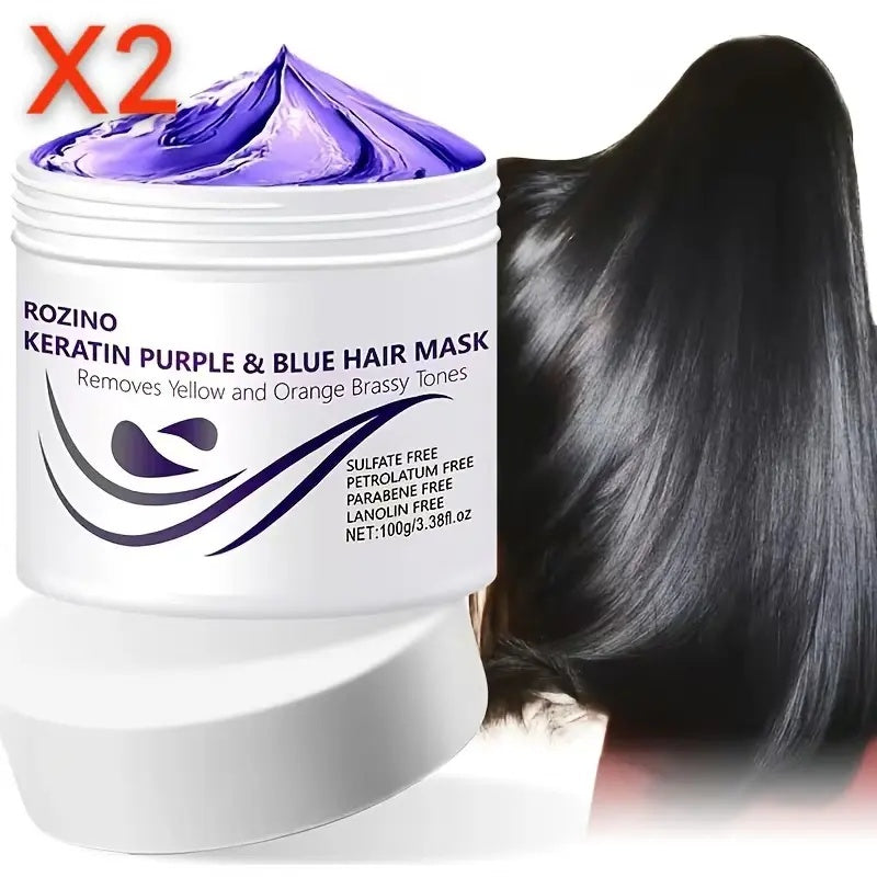 ROZINO Keratin Purple & Blue Hair Mask - Anti-Brass Toning Treatment