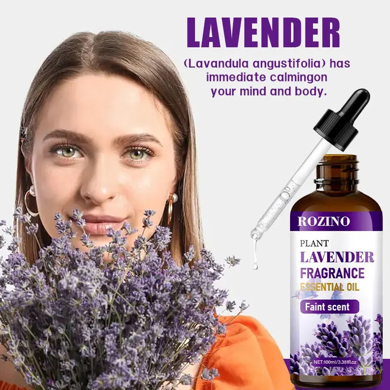 ROZINO Lavender Essential Oil 100ml - Pure Natural for Diffusers, Aromatherapy & Soap Making