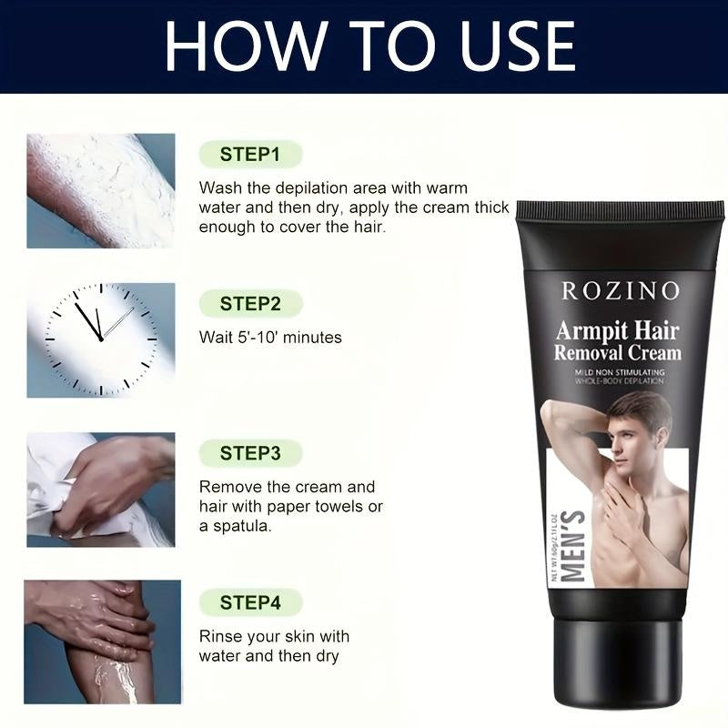 Rozino Men's Hair Removal Cream for Armpit & Body - Gentle Formula