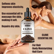 ROZINO Clove Essential Oil - 100ml Natural Aromatherapy Oil for Skin & Hair
