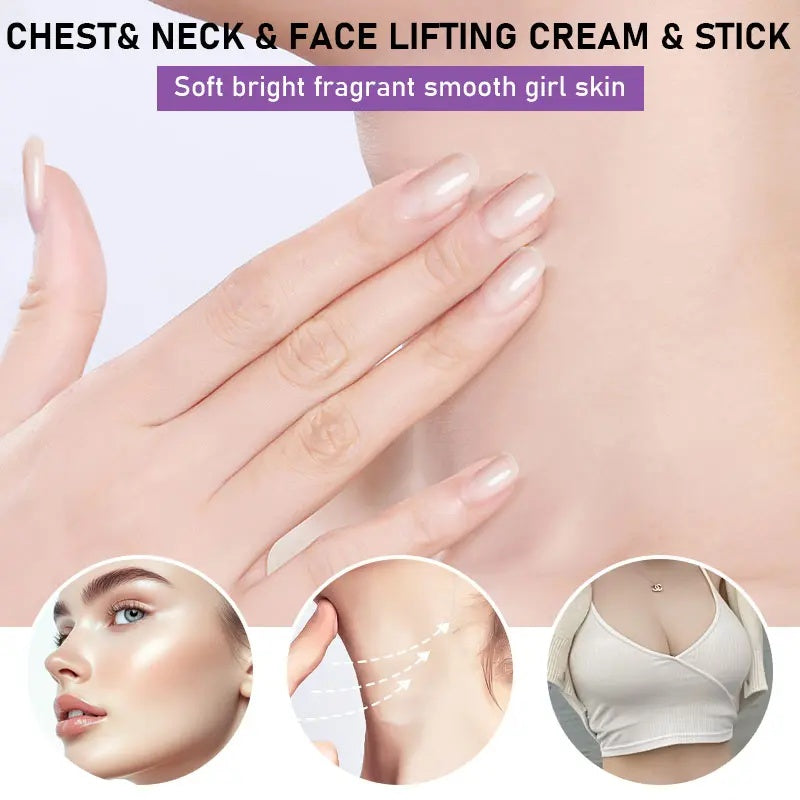 ROZINO Neck Firming Cream with Hyaluronic Acid & Grape Seed for Face, Neck & Chest