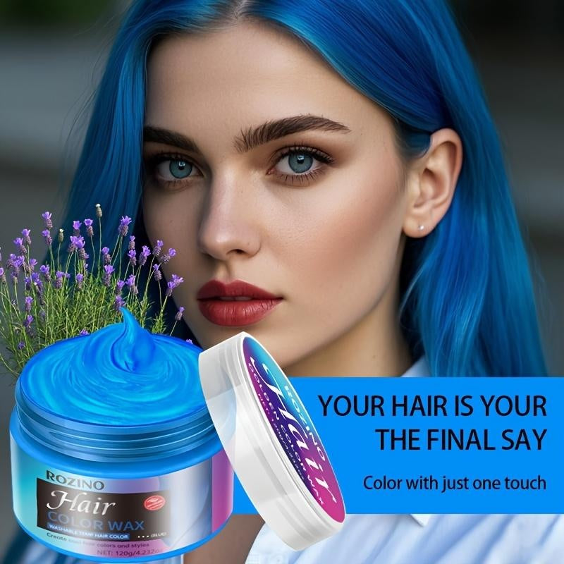 ROZINO One-Touch Blue Hair Wax - Temporary Hair Color Gel