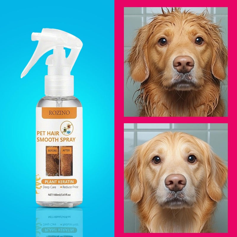 ROZINO Pet Hair Smoothing Spray with Plant Keratin - Dog & Cat Grooming
