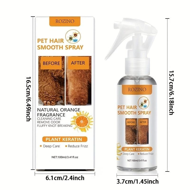 ROZINO Pet Hair Smoothing Spray with Plant Keratin - Dog & Cat Grooming