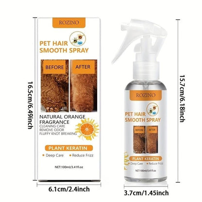 ROZINO Pet Hair Smooth Spray - Plant Keratin - Infused Care for Your Furry Friend