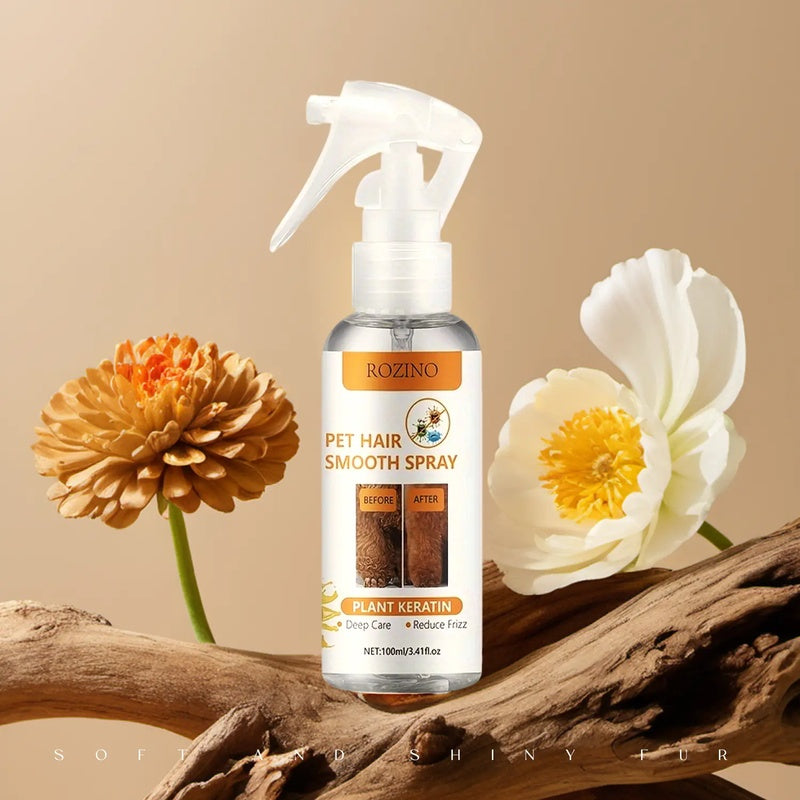 ROZINO Pet Hair Smoothing Spray with Plant Keratin - Dog & Cat Grooming
