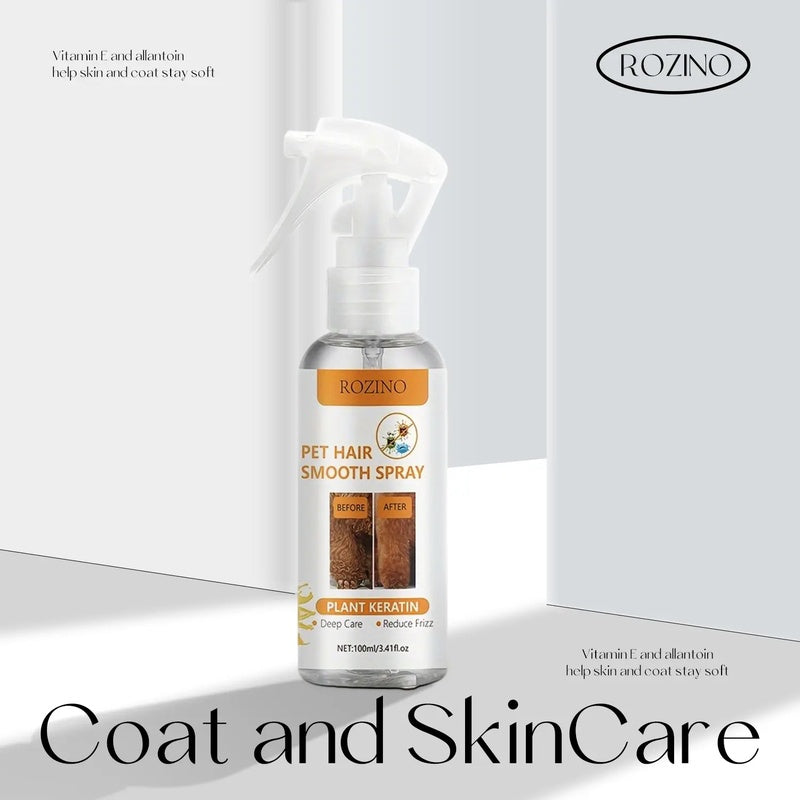 ROZINO Pet Hair Smoothing Spray with Plant Keratin - Dog & Cat Grooming