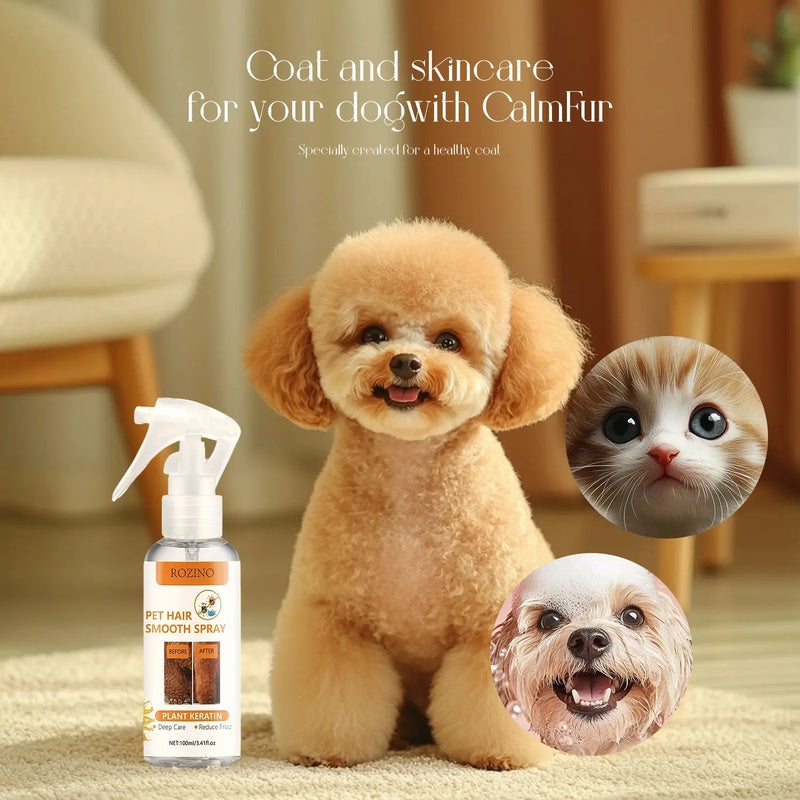 ROZINO Pet Hair Smoothing Spray with Plant Keratin - Dog & Cat Grooming