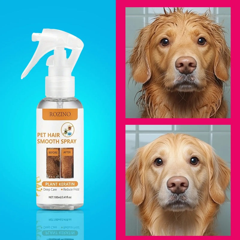 ROZINO Pet Hair Smoothing Spray with Plant Keratin - Dog & Cat Grooming
