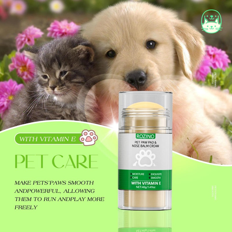 ROZINO Pet Paw & Nose Balm with Vitamin E - Moisturizing Paw Care for Dogs & Cats