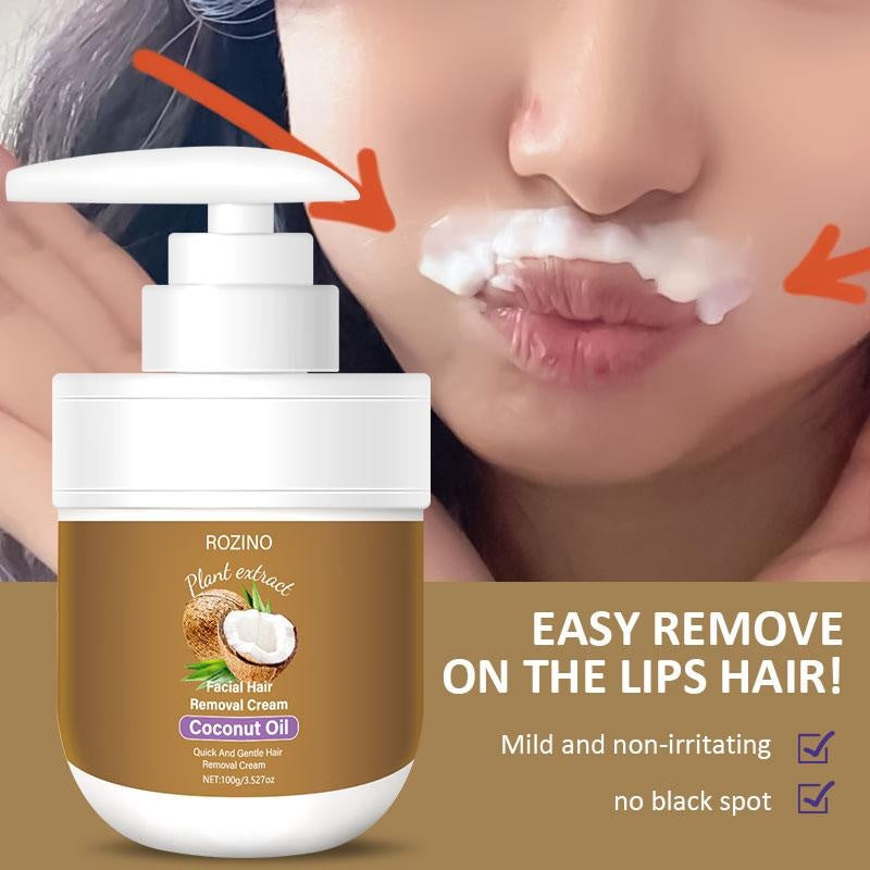 ROZINO Facial Hair Removal Cream with Coconut Oil & Plant Extracts