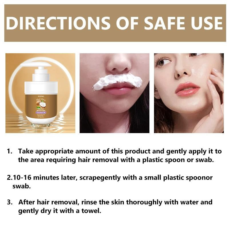 ROZINO Facial Hair Removal Cream with Coconut Oil & Plant Extracts