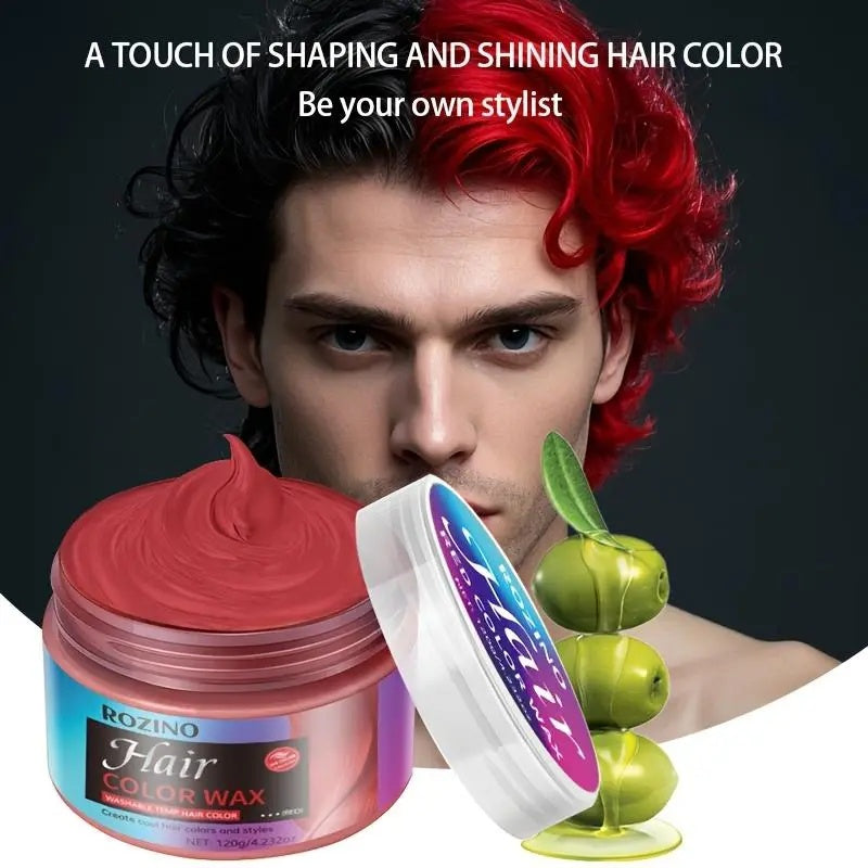 ROZINO Red Hair Dye Styling Wax - Temporary Color & Hold