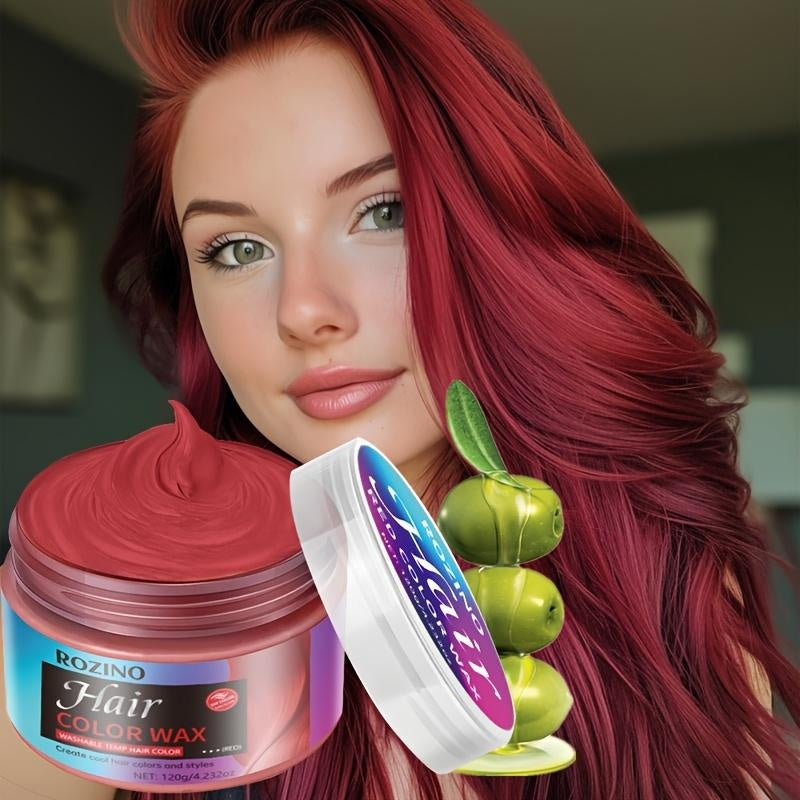 ROZINO Red Hair Dye Styling Wax - Temporary Color & Hold