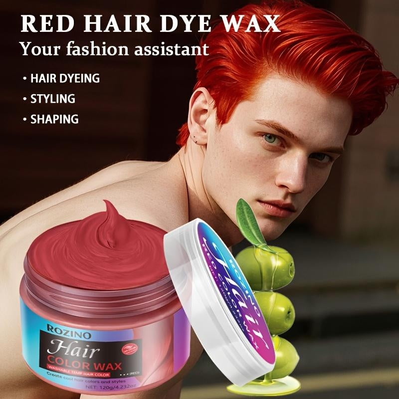ROZINO Red Hair Dye Styling Wax - Temporary Color & Hold