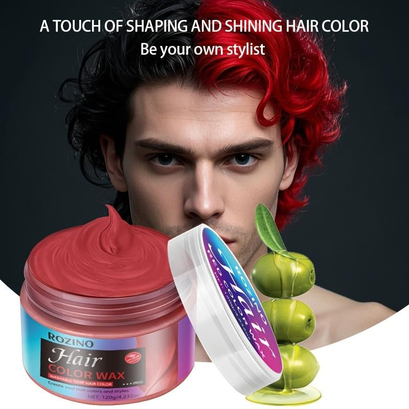 ROZINO Red Hair Dye Styling Wax - Temporary Color & Hold