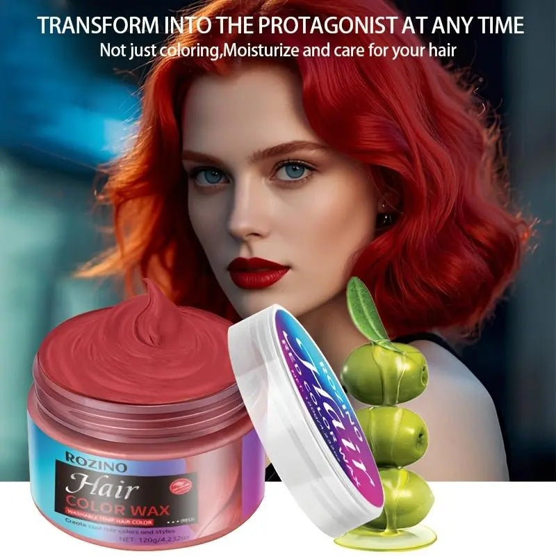 ROZINO Red Hair Dye Styling Wax - Temporary Color & Hold