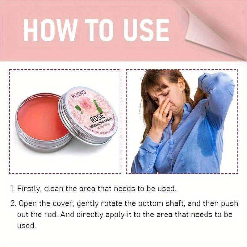 ROZINO Rose Deodorizing Cream - Long Lasting Fragrance Deodorant