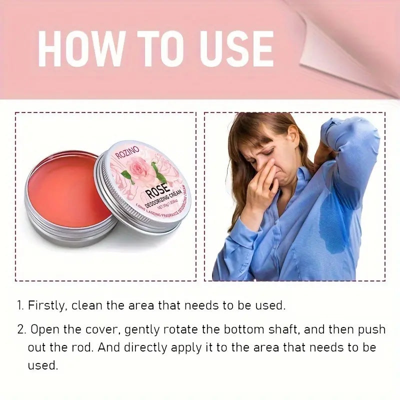 ROZINO Rose Deodorizing Cream - Long Lasting Fragrance Deodorant