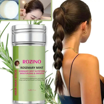 Rozino Rosemary Mint Hair Wax Stick 75g Tames Frizz Smooths Broken Hair Long Lasting Styling for Daily Party Sports Moisturizing Smooth Formula