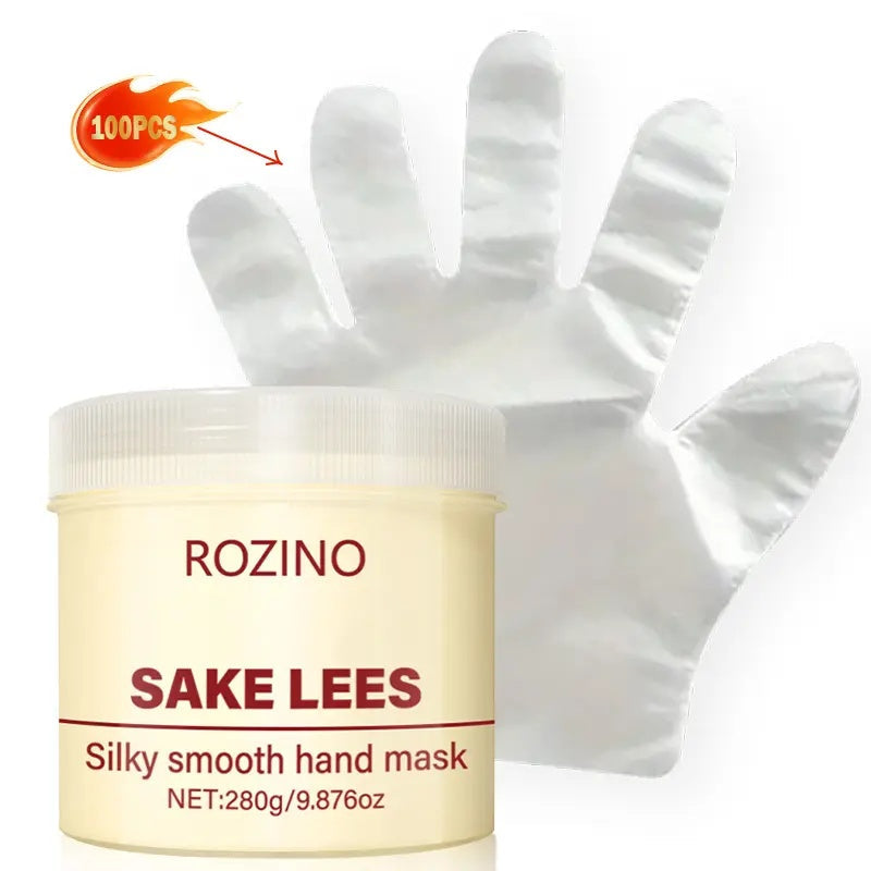 ROZINO Sake Lees Hand Mask - Nourishing & Moisturizing Treatment, 280g