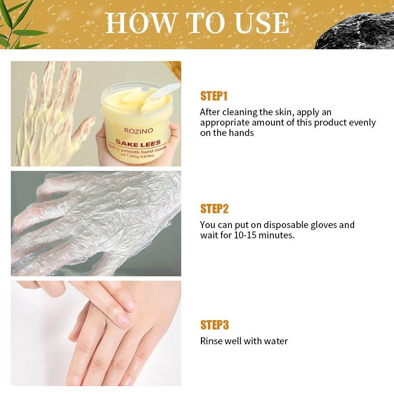 ROZINO Sake Lees Silky Smooth Hand Mask - Moisturizing Hand Care