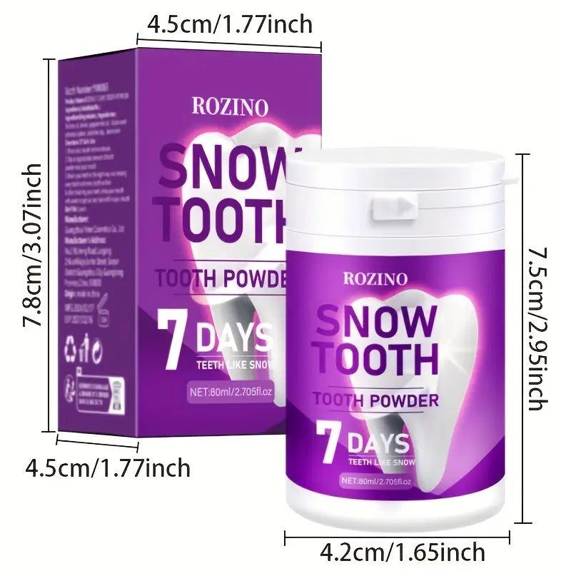 Rozino Snow Tooth Powder - 7-Day Teeth Whitening, Mint Flavor, 80ml