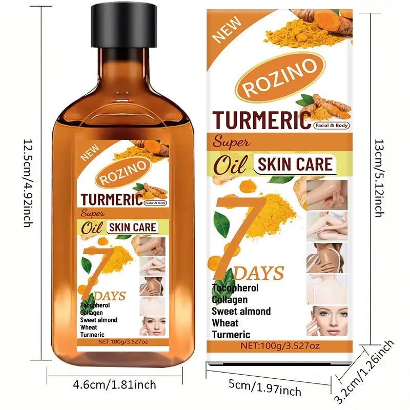 Rozino Turmeric Body & Massage Oil - Natural Skin Care Formula, 100ml