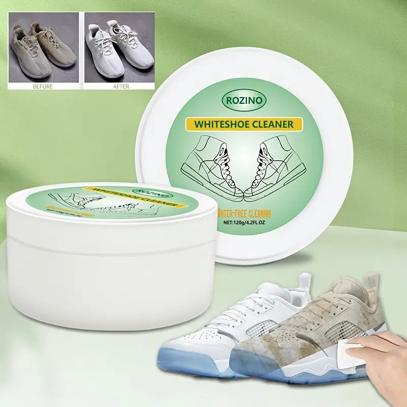 ROZINO White Shoe Cleaner - Water-Free Stain Removal & Brightening, 120g
