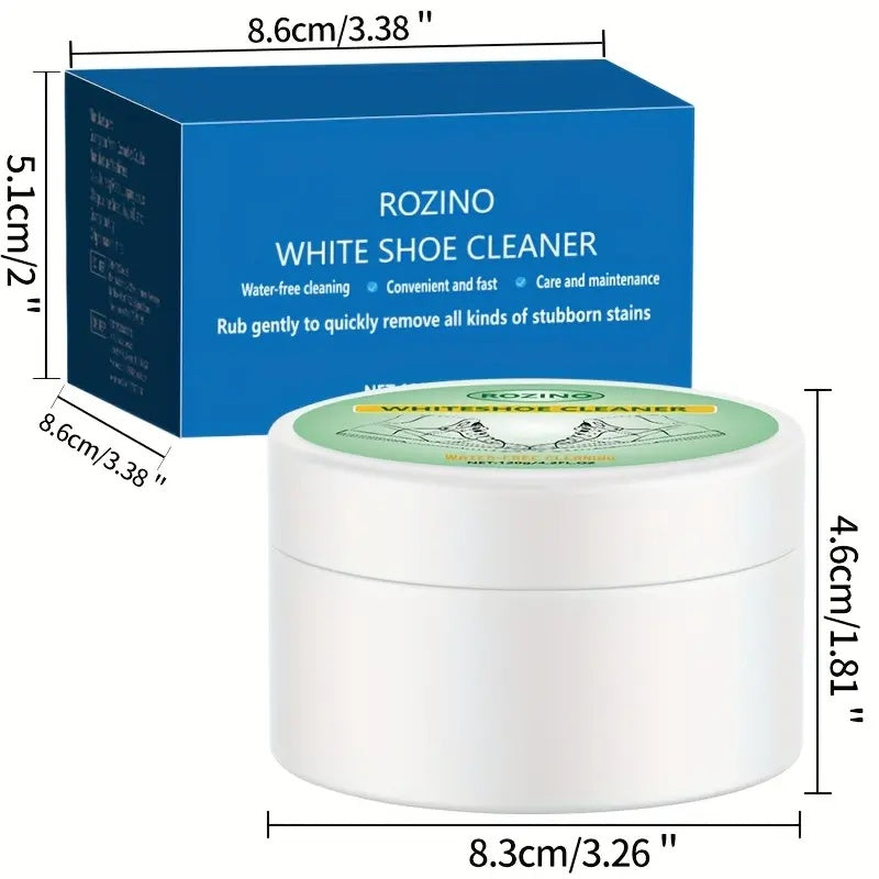 ROZINO White Shoe Cleaner - Water-Free Stain Removal & Brightening, 120g