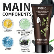 ROZINO Bamboo Charcoal Peel-Off Facial Mask - Blackhead Remover & Pore Cleanser, 60g