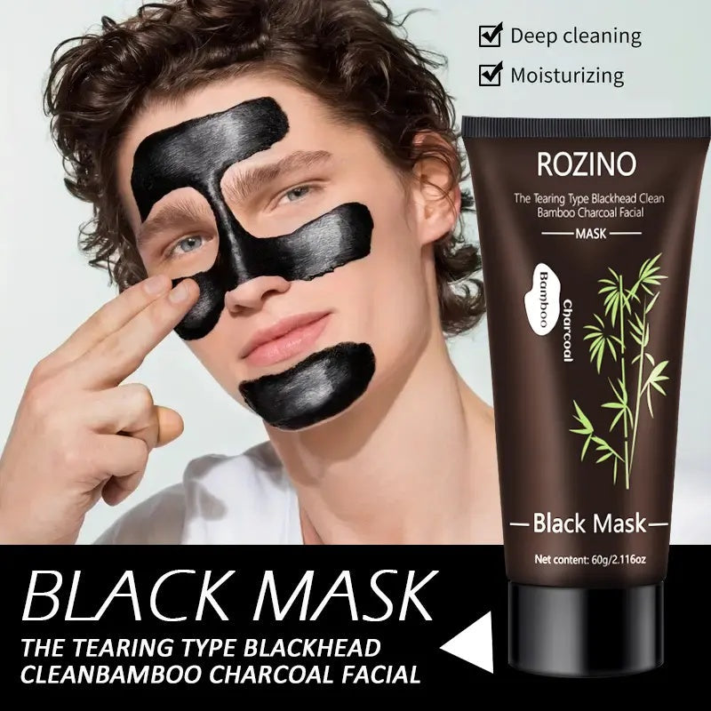 ROZINO Bamboo Charcoal Peel-Off Facial Mask - Blackhead Remover & Pore Cleanser, 60g