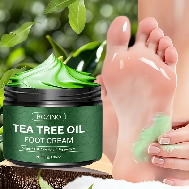 ROZINO Tea Tree Oil Foot Cream & Warming Cream Set - 2 Pack for Dry Cracked Feet
