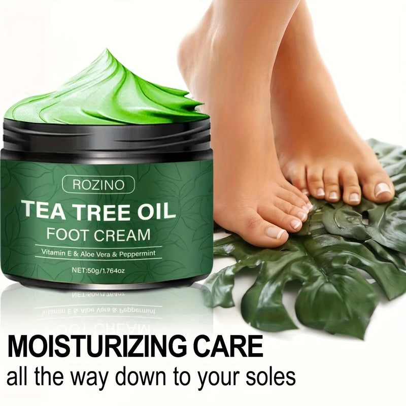 ROZINO Tea Tree Oil Foot Cream & Warming Cream Set - 2 Pack for Dry Cracked Feet
