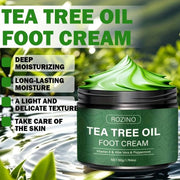 ROZINO Tea Tree Oil Foot Cream & Warming Cream Set - 2 Pack for Dry Cracked Feet