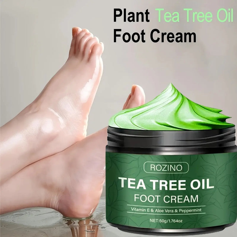 ROZINO Tea Tree Oil Foot Cream & Warming Cream Set - 2 Pack for Dry Cracked Feet